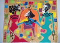 Uma explosão de cores e figuras geométricas. Três mulheres negras ao centro. A pintura Mulherisma Africana é um dos trabalhos escolhidos pela artista sergipana Larissa Vieira — que assina Mundo Negro — para representar seu trabalho. Foto: divulgação